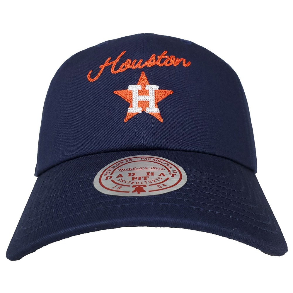Houston Astros Mitchell & Ness‎ MLB Dad Hat Cap Chain Stitch Logo Navy NWT